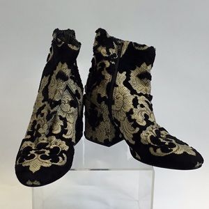 Strategia Black and Gold Ankle Boots NWT